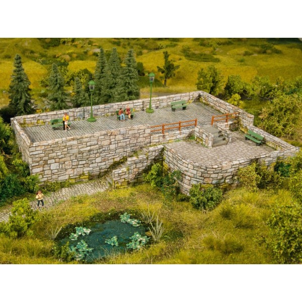 Embossed Brick wall 3D cardboard Quarrystone N gauge