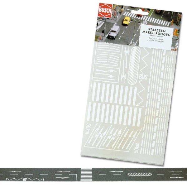 White Road Markings N gauge Busch 7197