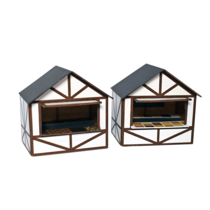 Traditional Market or Christmas Stalls OO (Style 1) - Set of 4 ATD032 Traditional Market or Christmas Stalls OO (Style 1) - Set of 4 ATD032