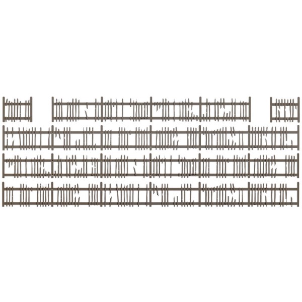Old Damaged Wooden Picket Fence OO Busch 1011