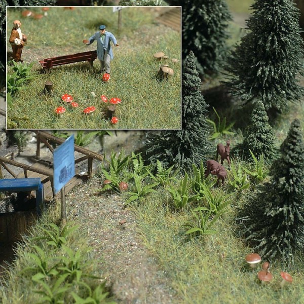 Ferns and mushrooms and toadstools OO Busch 1203