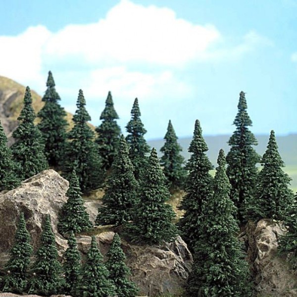 Pine Trees 75 - 90mm tall with bases