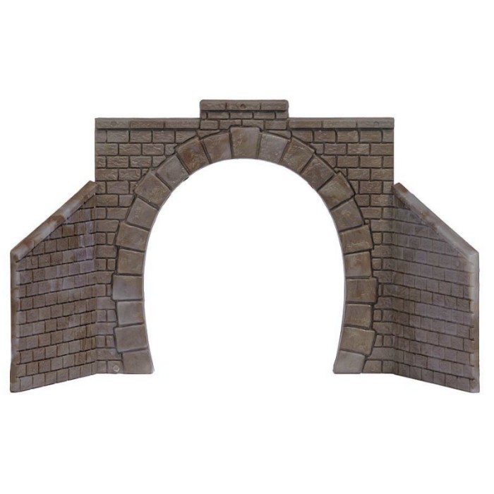 Busch 8841 N - Portale Tunnel A 2 Binari In Scala TT (1:120) - Modello Finito Per Plastici Ferroviari