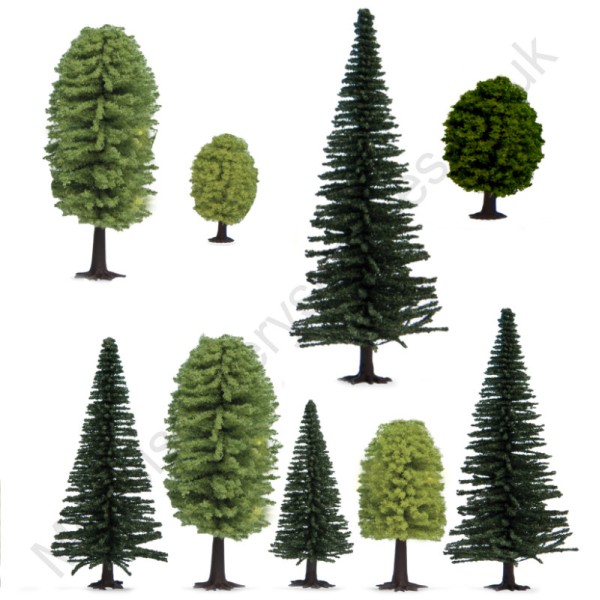 10 Mixed Forest Trees 50-130mm tall Gaugemaster GM1802