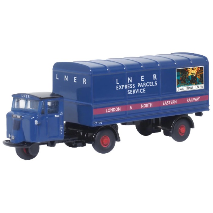 Scammell Mechanical Horse Van Trailer LNER TT 1:120 Scale Oxford Diecast 120MH004 Scammell Mechanical Horse Van Trailer LNER TT 1:120 Scale Oxford Diecast 120MH004