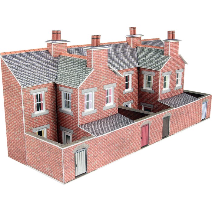 N gauge Low relief Terraced House Backs in Red Brick Metcalfe PN176
