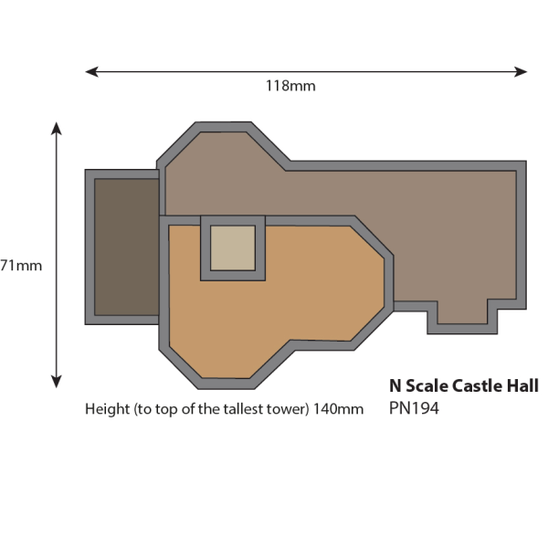 CASTLE HALL N gauge Metcalfe PN194