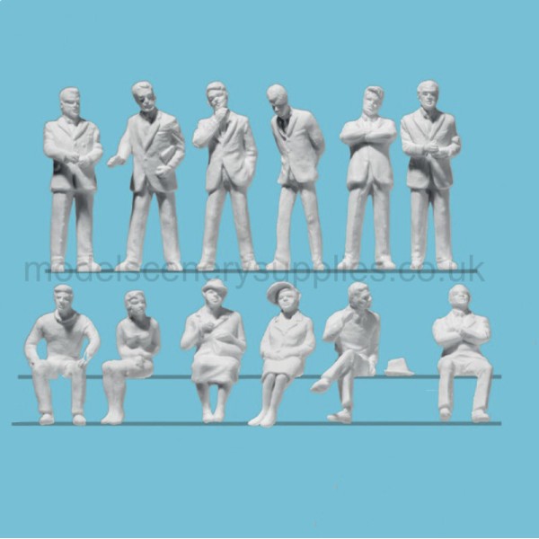 White Architectural Figures Sitting and Business People Scale 1:50 Preiser 68294
