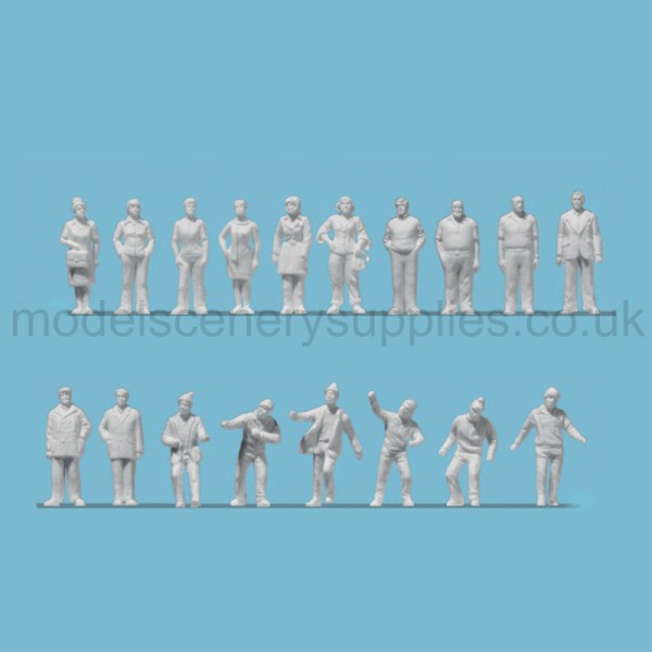 White Architectural Figures Standing Workers  Scale 1:100 Preiser 74092