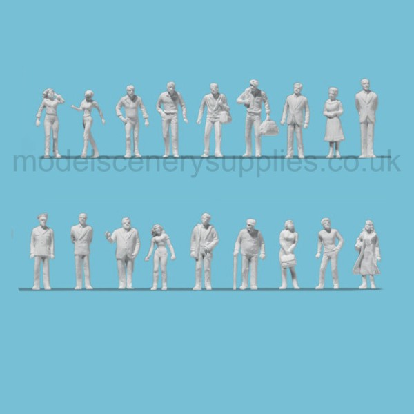 White Architectural Figures Passers By  Scale 1:100 Preiser 74093