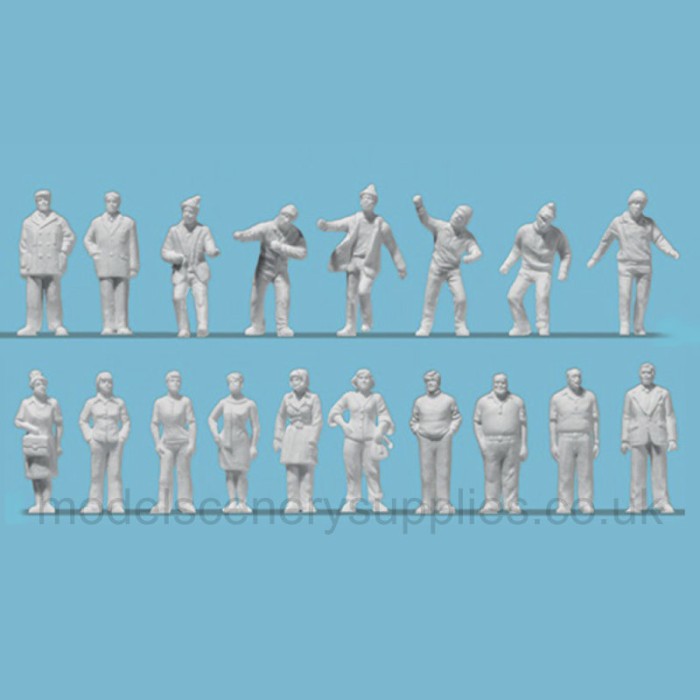 White Architectural Figures Passers By  Scale 1:200 Preiser 80992