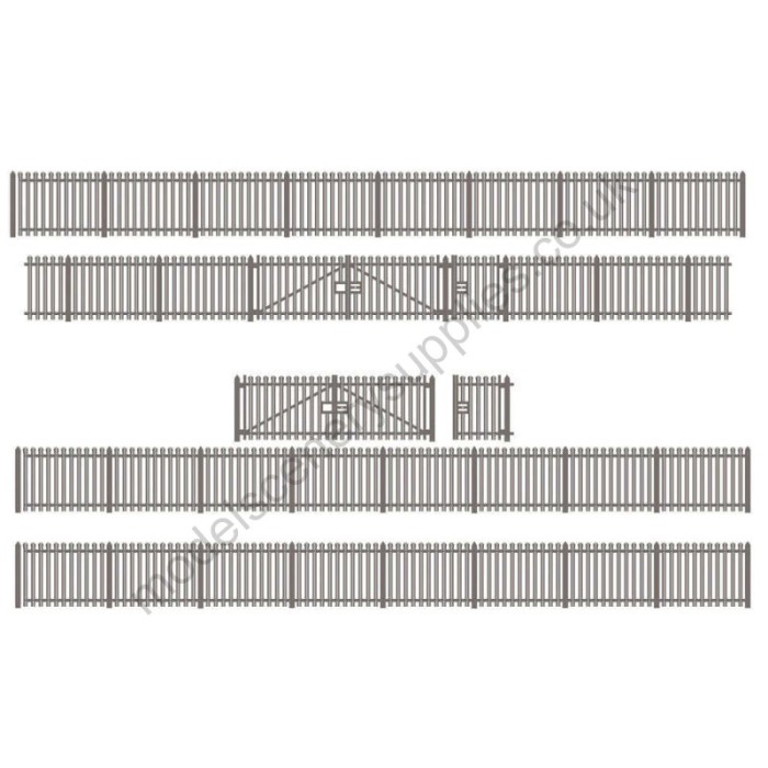 Modern Palisade Fencing with Gates N Gauge Ratio 280
