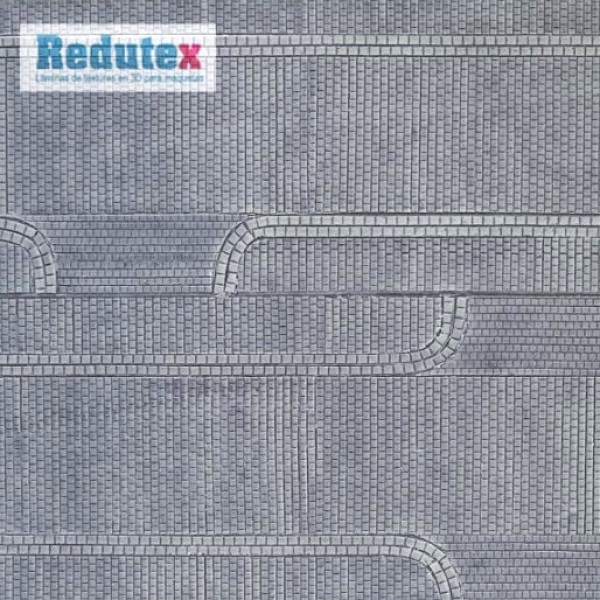 Stone Setts Roadway Road junctions with Pavements and edges Textured 3D Sheet N Gauge Redutex 160CC411