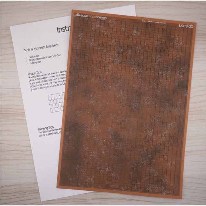 Weathered Laser Cut Terracotta Roof Tile Strips OO LX418 Weathered Laser Cut Terracotta Roof Tile Strips OO LX418