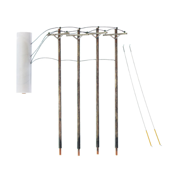 Electric Telegraph Poles Single Bar Pre-wired From Woodland Scenics OO