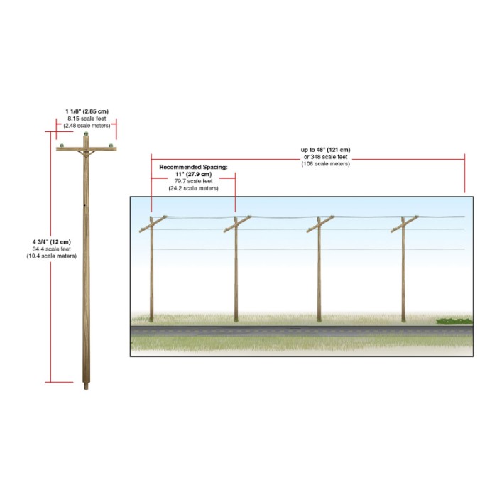 Electric Telegraph Poles Single Bar Pre-wired From Woodland Scenics OO