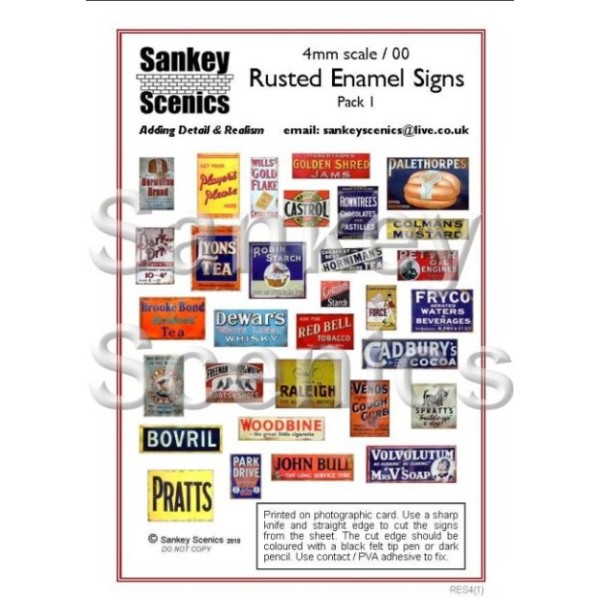 Rusted Enamel Signs OO  pack 1  