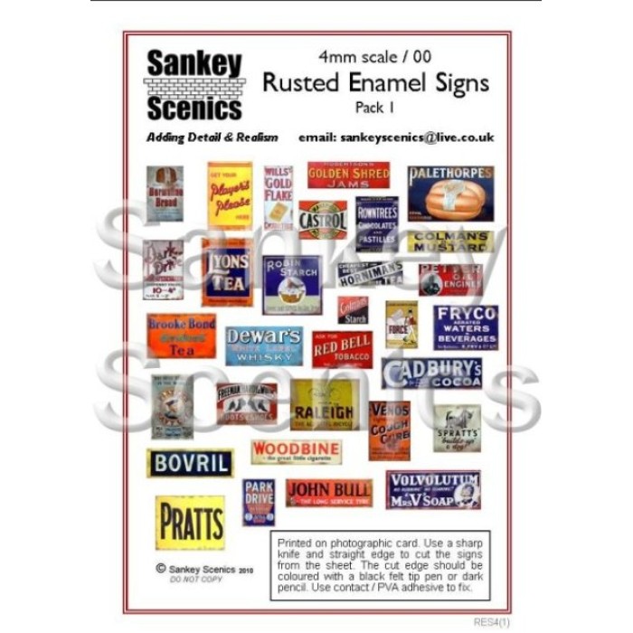 Rusted Enamel Signs OO  pack 1  