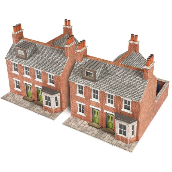Terraced Houses in red Brick Metcalfe PN103 N gauge 