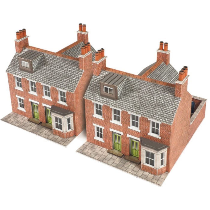 Terraced Houses in red Brick Metcalfe PN103 N gauge 