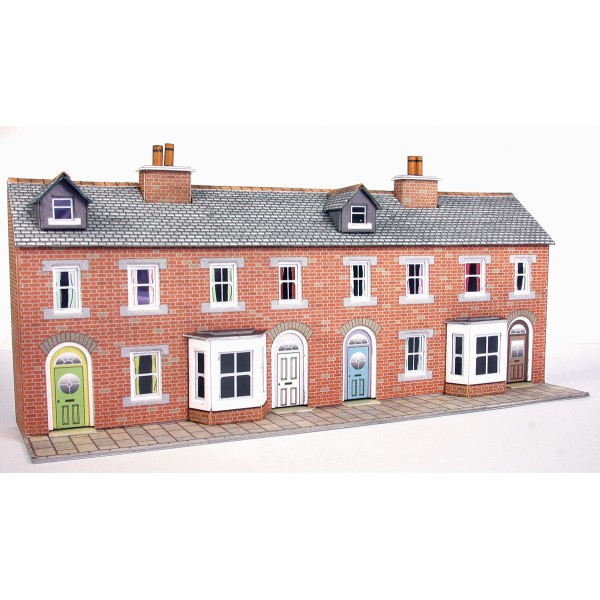 N gauge Low relief Terraced House Fronts in Red Brick Metcalfe PN174