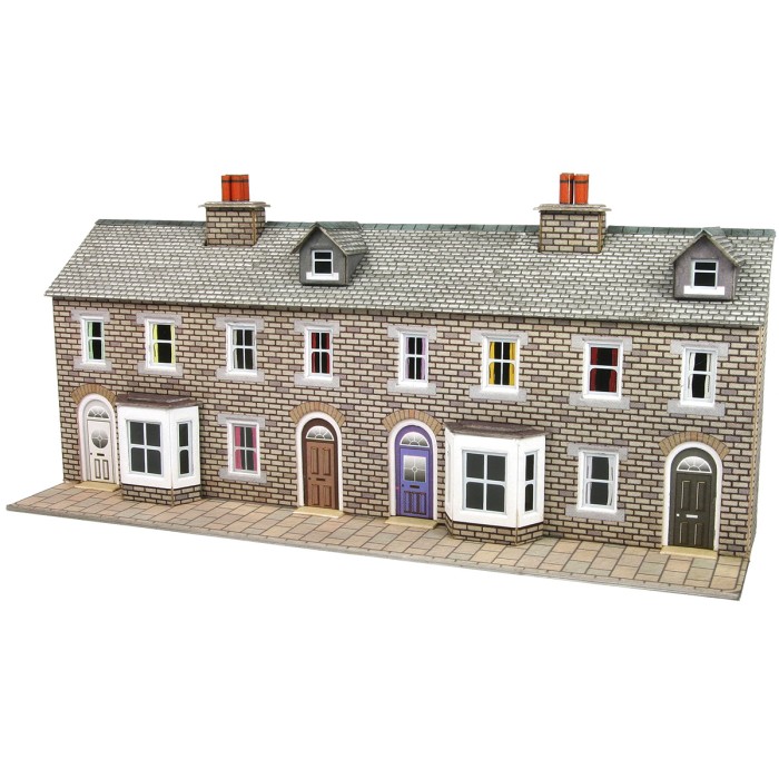 N gauge Low relief Terraced House Fronts in Stone Metcalfe PN175