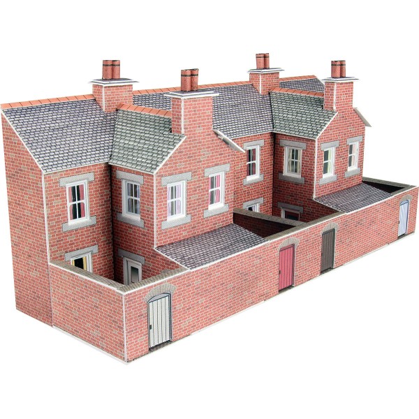 N gauge Low relief Terraced House Backs in Red Brick Metcalfe PN176