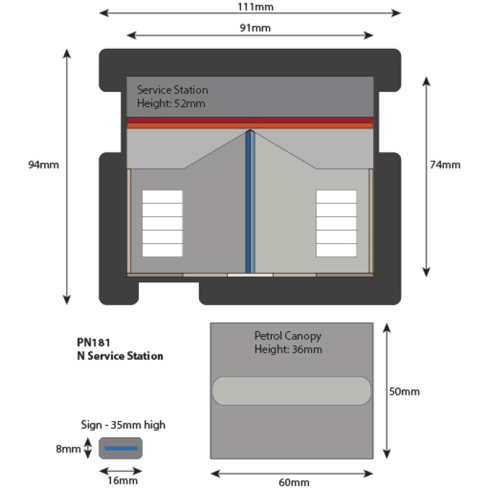 N Gauge Service Station Petrol Station Metcalfe PN181
