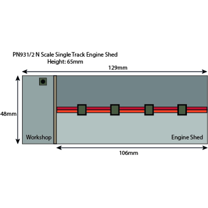 N gauge Engine Shed in red Brick Metcalfe PN931