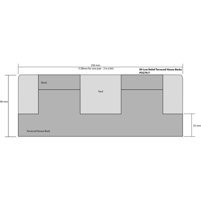 Low Relief Terraced House Backs - Red Brick OO PO276 Low Relief Terraced House Backs - Red Brick OO PO276