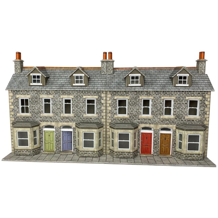 Low Relief Terraced House Fronts - Stone OO Metcalfe PO303 Low Relief Terraced House Fronts - Stone OO Metcalfe PO303