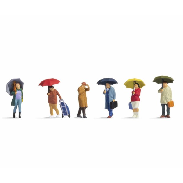 People in the Rain with umbrellas OO