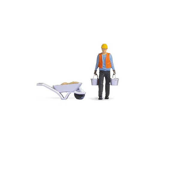 Construction Worker with wheelbarrow Tiny Scenes from Noch 16520 OO