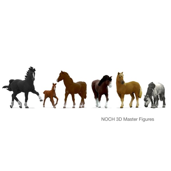 Horses Z Gauge 3D printed detail Noch 44542
