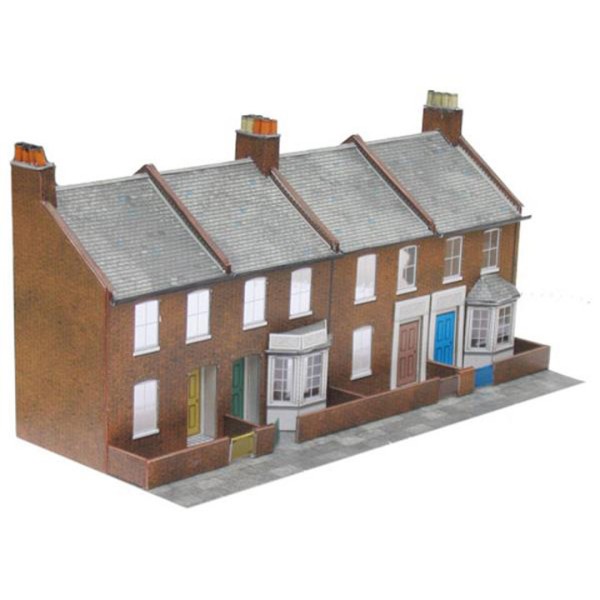 Four Red Brick Terraced Fronts OO 