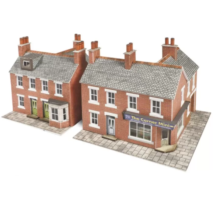 Terraced Houses in red Brick Metcalfe PN103 N gauge 