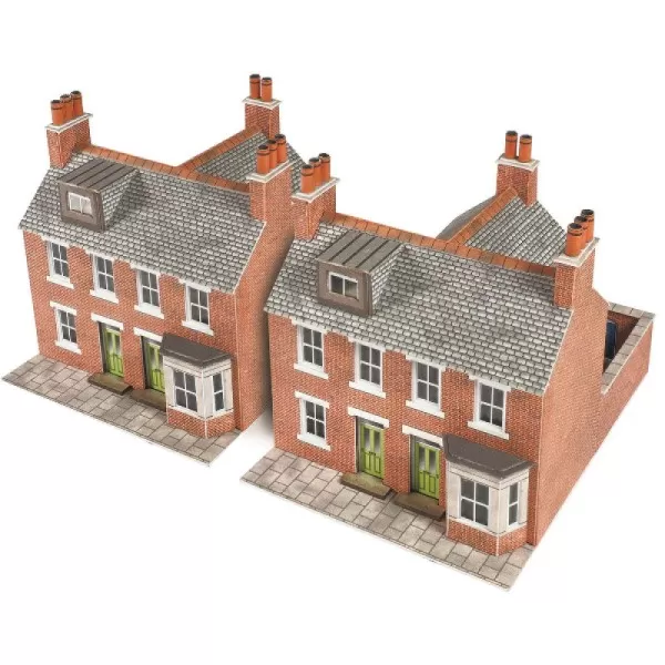 Terraced Houses in red Brick Metcalfe PN103 N gauge 