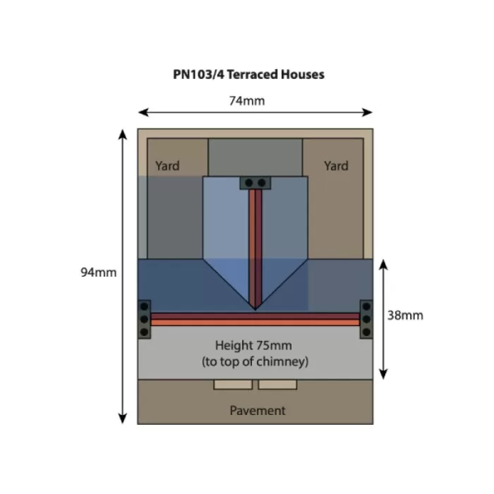 Terraced Houses in red Brick Metcalfe PN103 N gauge 