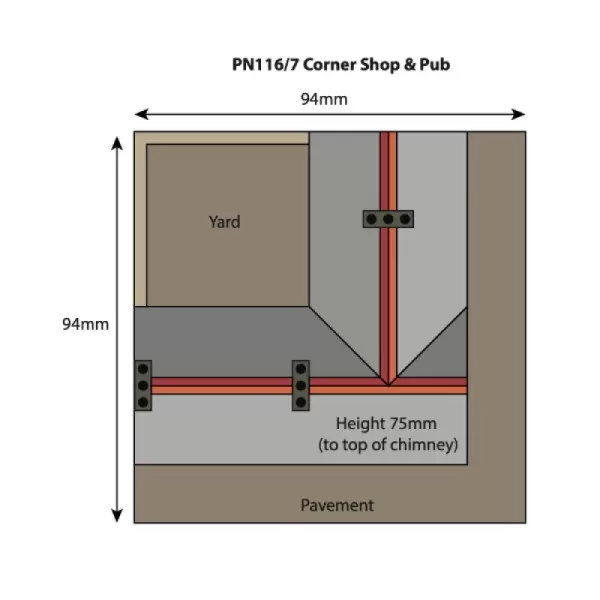 Corner Shop and Pub in stone N gauge Metcalfe PN117