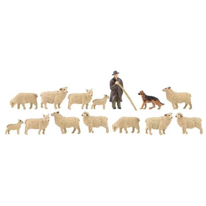 Shepherd with sheep dog and sheep  OO 