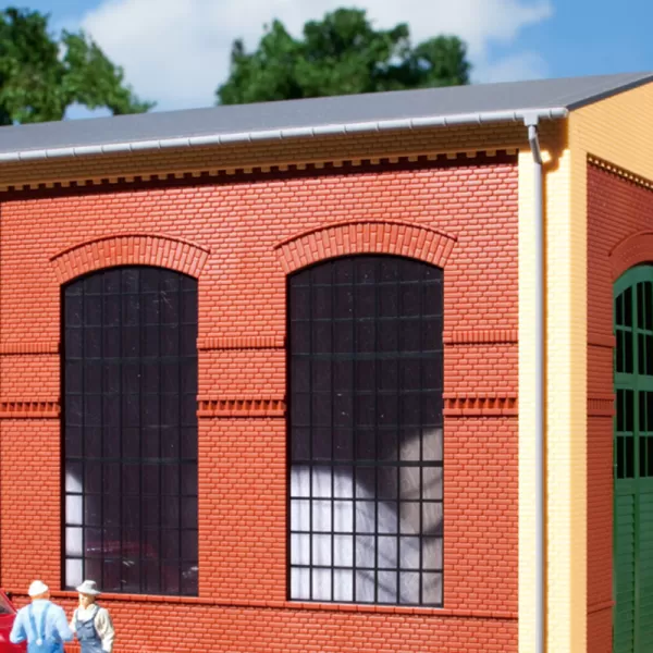 Double Storey Full Width Industrial Windows Wall with Tooth Frieze 80504