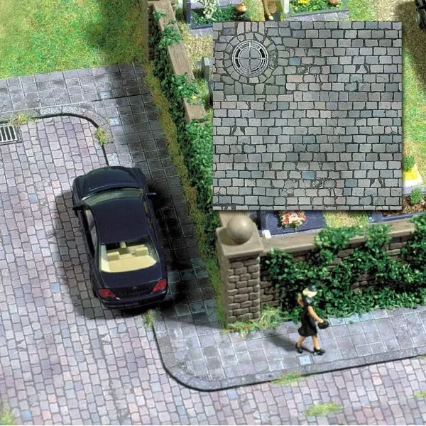 Cobblestone Paving Street Card sheet OO Busch 7417