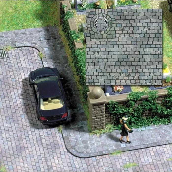 Cobblestone Paving Street Card sheet OO Busch 7417