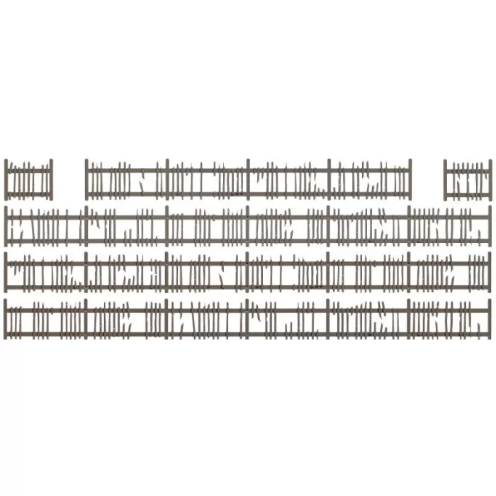 Old Damaged Wooden Picket Fence OO Busch 1011