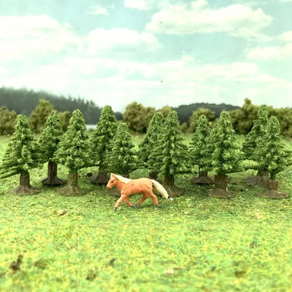 Small Scale Fir Trees 28mm tall 10 pack Z gauge