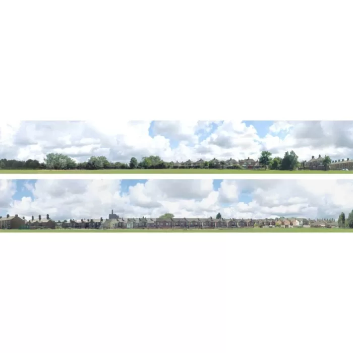 Backscene Into The Town 107B OO 9Inch tall Self Adhesive