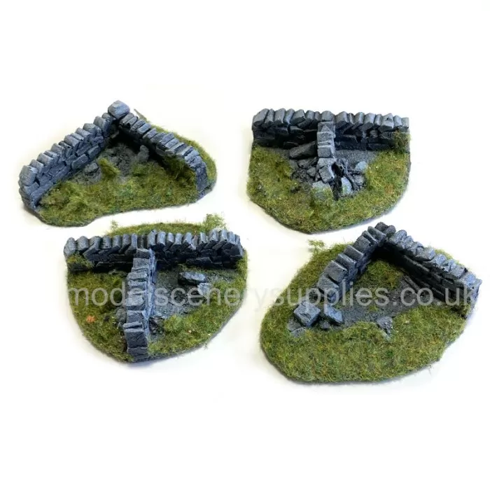Roadside Dry Stone Walling  4 Corner Set OO
