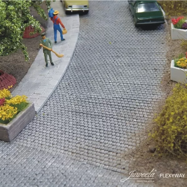 FLEXYWAY GRANITE SETT ROAD curved  N gauge