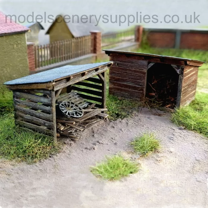 Open Wooden Sheds x 2  Pk1 N gauge