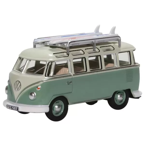 VW T1 Samba Bus/Surfboards Turquoise/Blue White OO